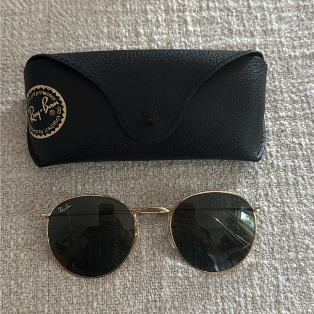 Ray-Ban Gold Frame Sunglasses with Black Case